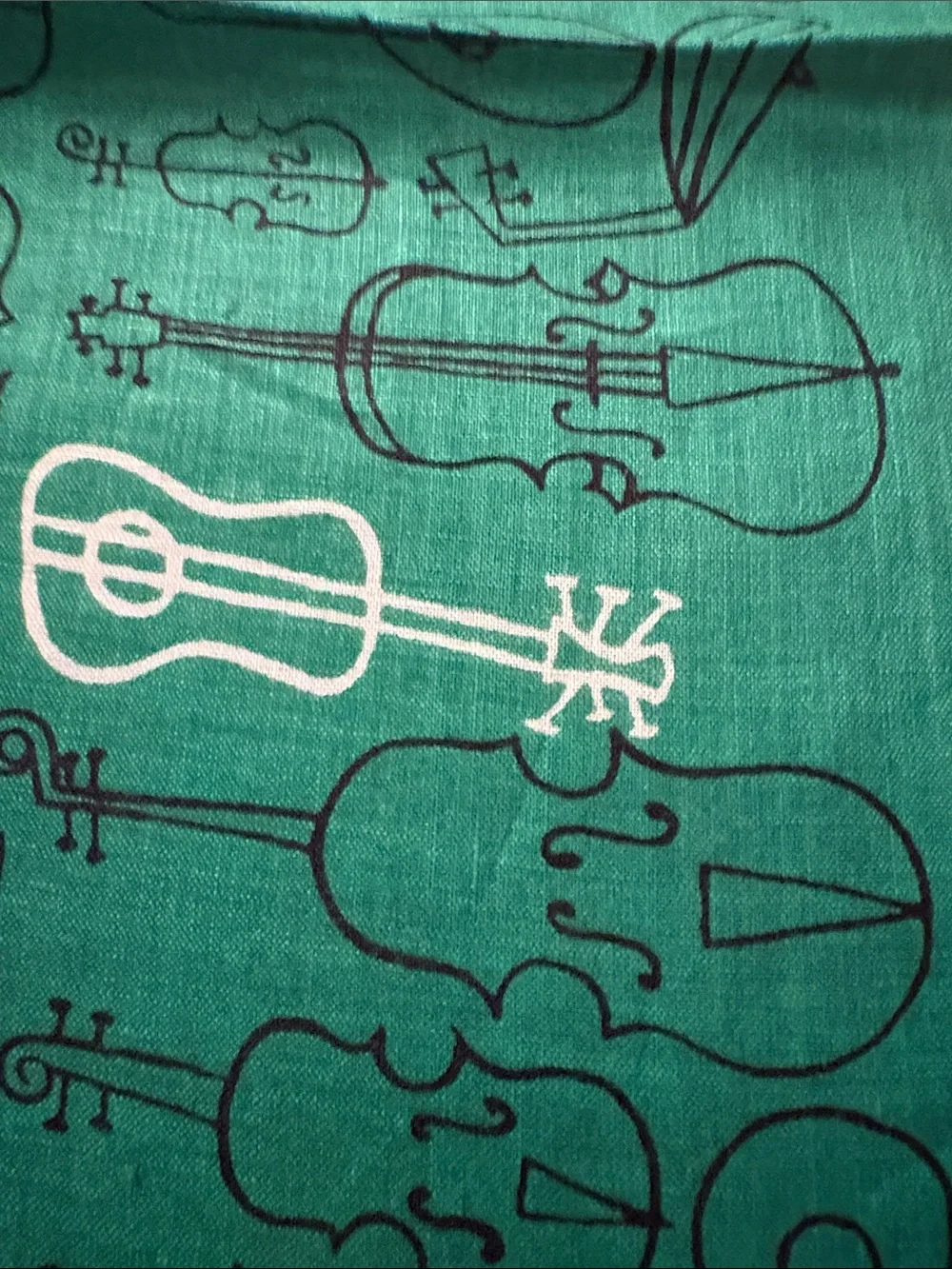 Green Musical Instruments Print Scarf - Women's Accessory